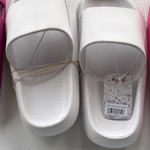 Bundle of 3 Comfortable Slide Sandals in Pink, Magenta, and White - Picture 6 of 10